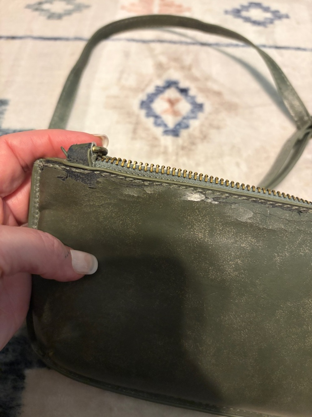 Joy Susan Women's Olive Green Leather Crossbody Bag - Picture 10 of 10